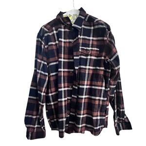 Patagonia Brown black Flannel Plaid Long Sleeves Button Down Shirt Size M